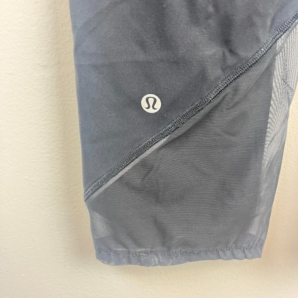 Lululemon Black Cropped Mesh Leggings Side Pockets 10 - Picture 4 of 8